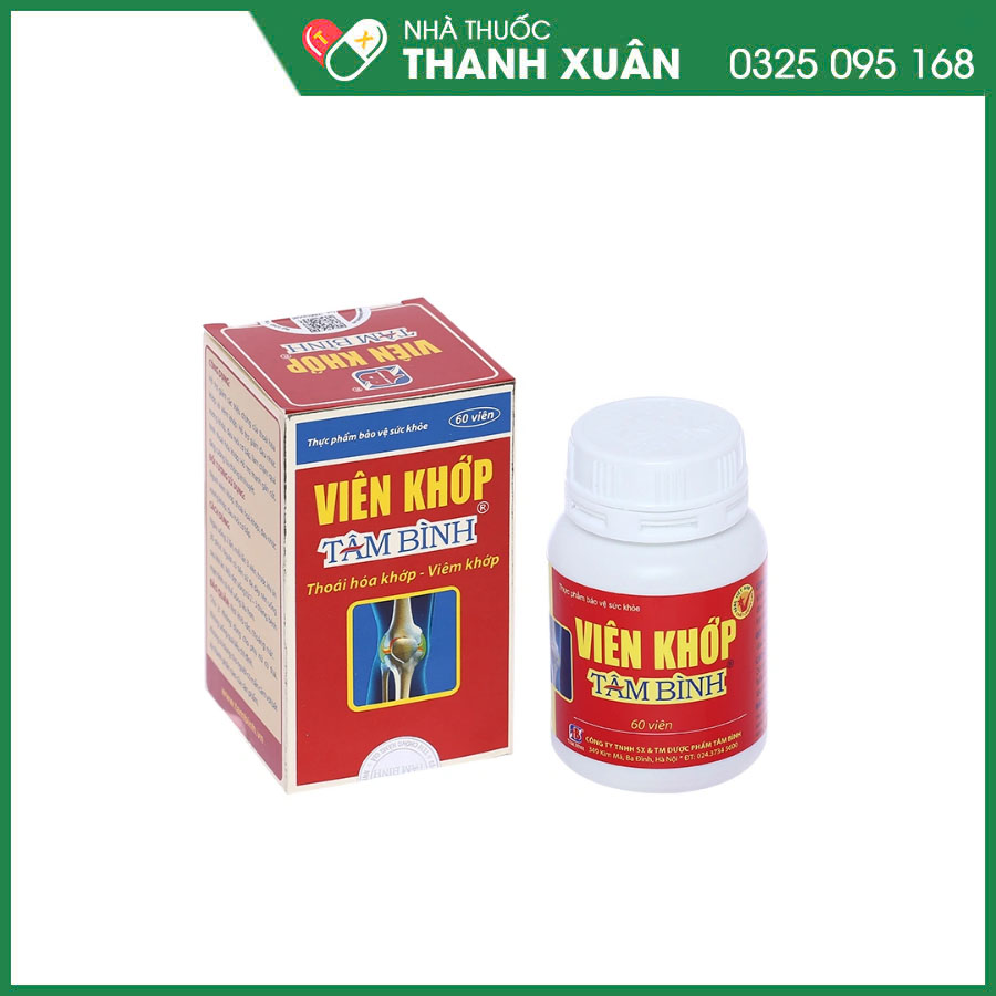 Viên Khớp Tâm Bình hỗ trợ giảm các triệu chứng của thoái hóa khớp và viêm khớp, tăng cường lưu thông khí huyết, mạnh gân cốt